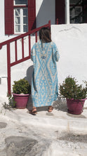Load image into Gallery viewer, Anemoi Abaya Robe | Turquoise Ethnic | Evil Eye Embroidery
