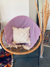 Load image into Gallery viewer, Personalized Blanket handmade in natural turkish organic cotton in purple color bordered by tassels
