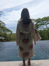 Load image into Gallery viewer, Multicolored Colorful Evil Eyes Kimono Gift for her Handmade Summer Beach Turkish Cotton 
