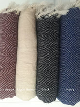Load image into Gallery viewer, Personalized 100% Turkish Wool Lightweight Blankets bordered by tassels (1)
