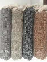 Load image into Gallery viewer, Personalized 100% Turkish Wool Lightweight Blankets bordered by tassels (2)
