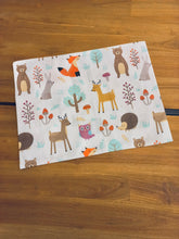 Load image into Gallery viewer, Personalized Baby Gift Grey Forest Animals blanket &amp; cushion handmade in turkish cotton
