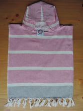 Load image into Gallery viewer, Personalized Beach Poncho Fuchsia Pink handmade in organic turkish cotton with terry lining

