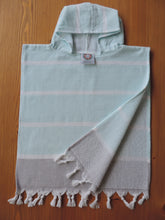 Load image into Gallery viewer, Personalized Beach Poncho Light Turquoise cotton with terry lining
