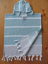 Load image into Gallery viewer, Personalized Beach Poncho Teal Green cotton with terry lining
