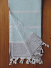 Load image into Gallery viewer, Personalized Beach Towel Mint Green Color handmade in organic turkish cotton with terry lining (2)
