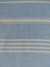 Load image into Gallery viewer, Personalized Beach Towel Throw Pestemal Peshtemal Blue handmade in organic turkish cotton with striped and bordered with tassels

